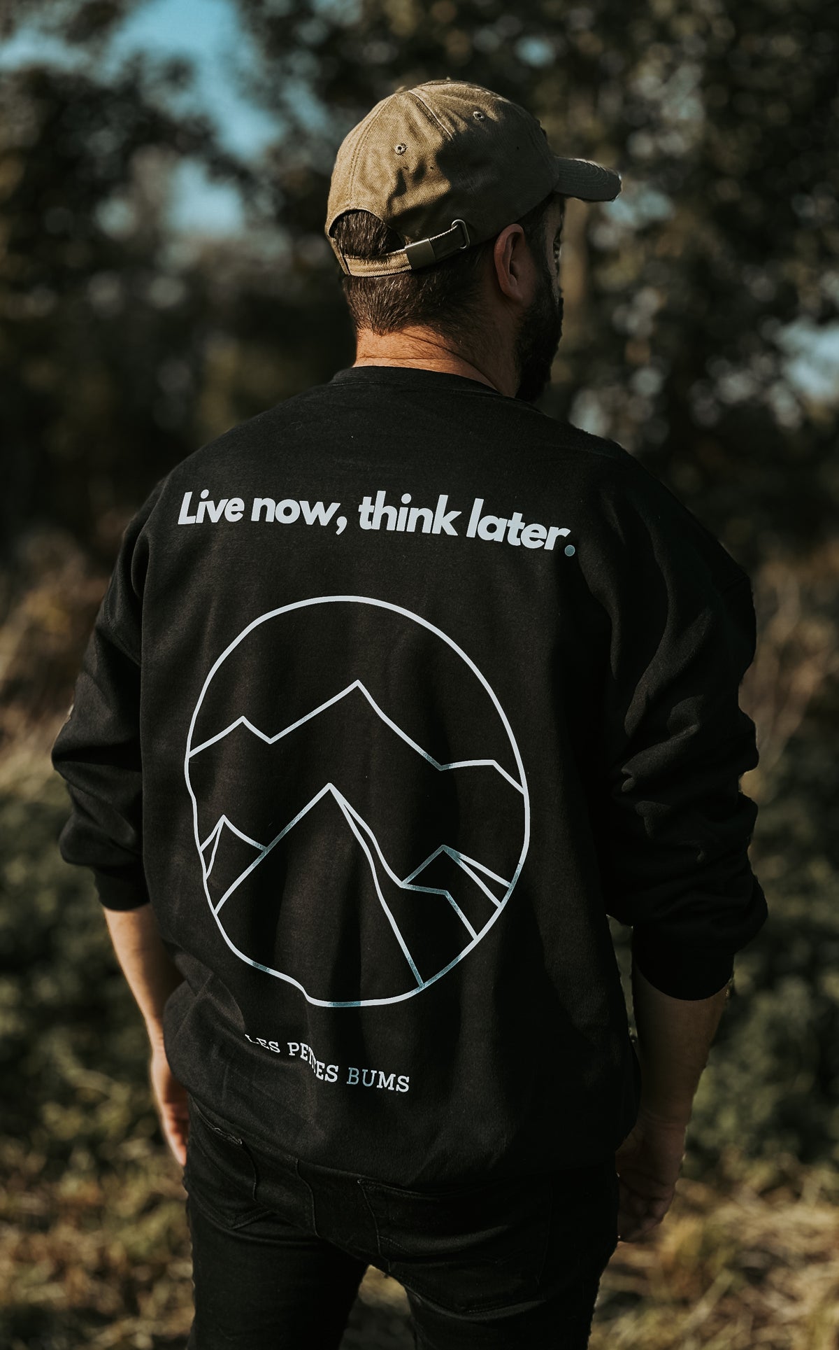 CREWNECK UNISEX (COTON OUATÉ SANS CAPUCHON) - LIVE NOW, THINK LATER.