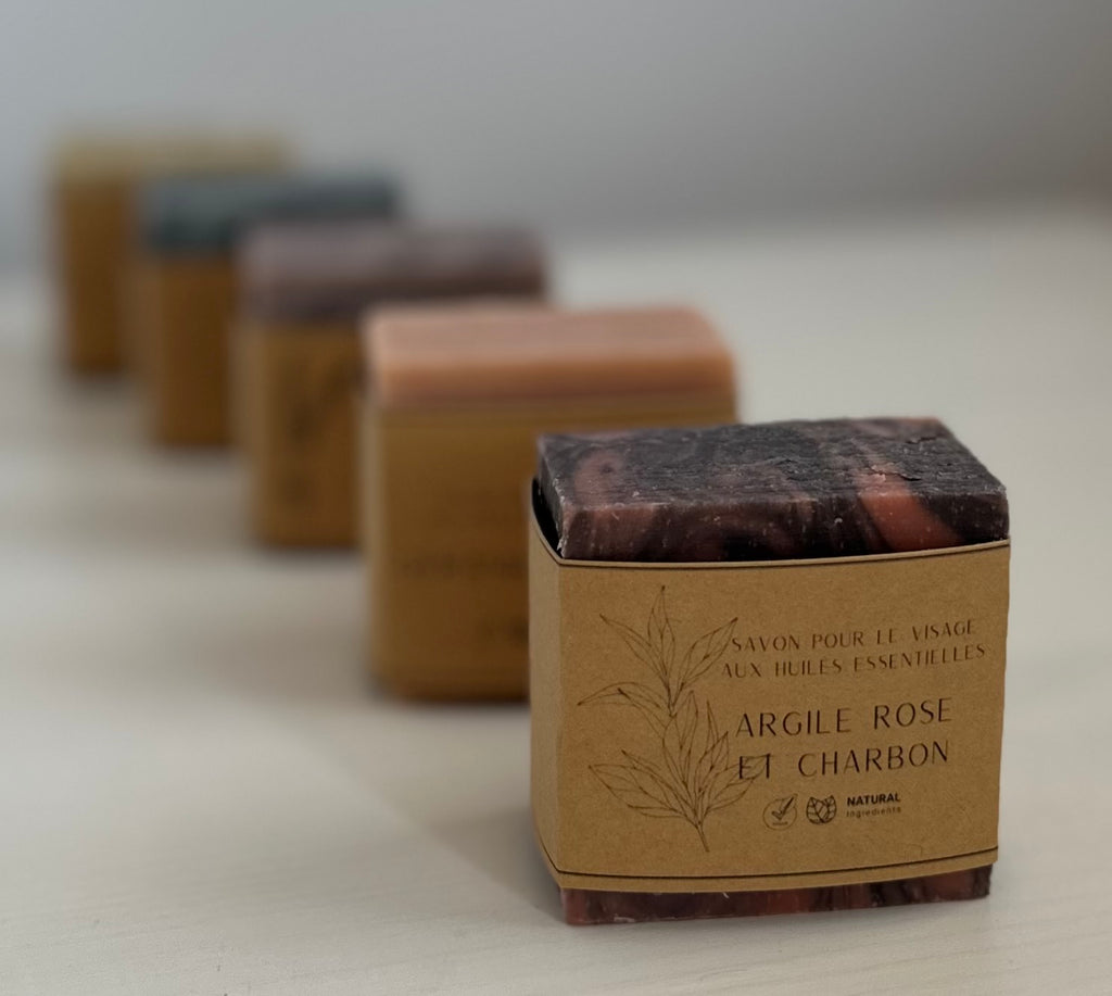 SAVON POUR LE VISAGE - ARGILE ROSE ET CHARBON